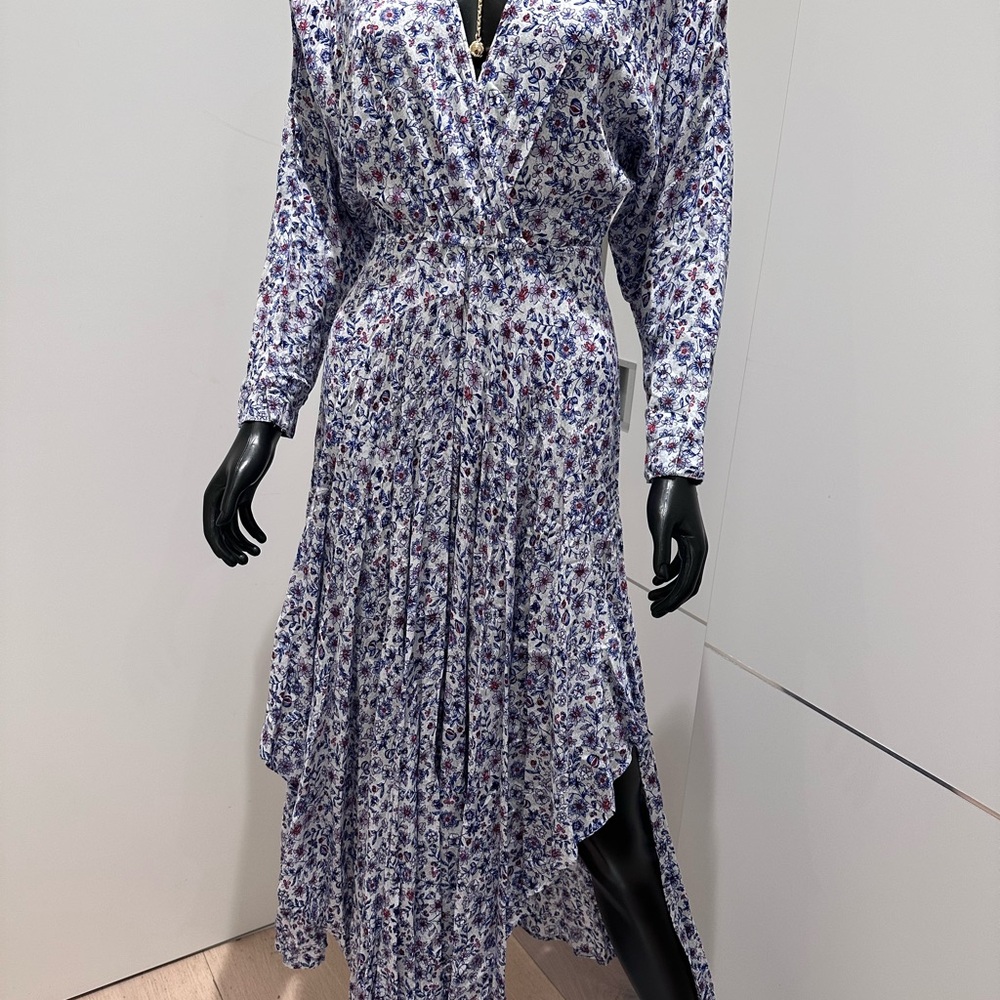 Poupette St. Barth Dress Blue Floral Print with Red accents - Picture 2 of 6